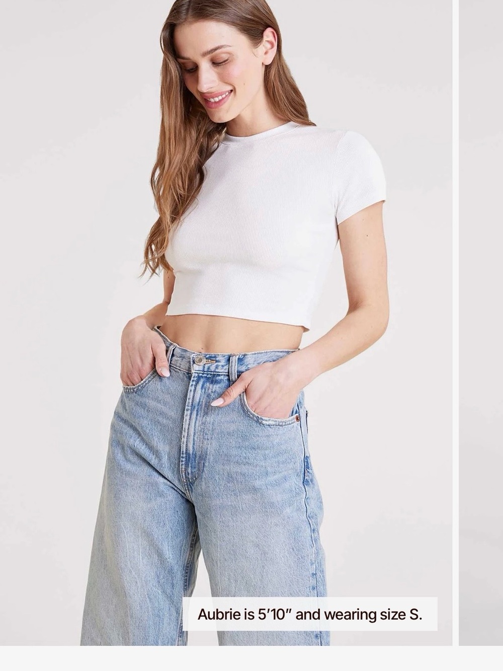 Nuuds White Ribbed Crop Baby Tee